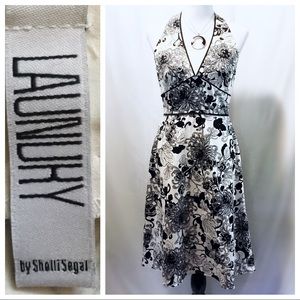 Laundry By Shelli Segal Black and White Floral Midi Dress